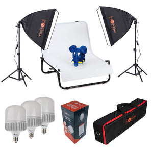 3 Light & Shooting Table Product Photography Kit | Vivid Pro LED 94 CRI Bulbs/Softboxes
