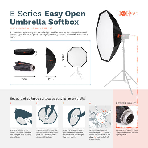 E Series Octa Umbrella Softbox | Bowens Mount | Octobox - Foto 12