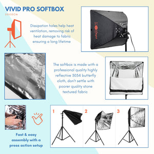 3 Light & Shooting Table Product Photography Kit | Vivid Pro LED